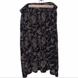 Vintage 90s Black & Tan Floral Paisley Maxi Skirt